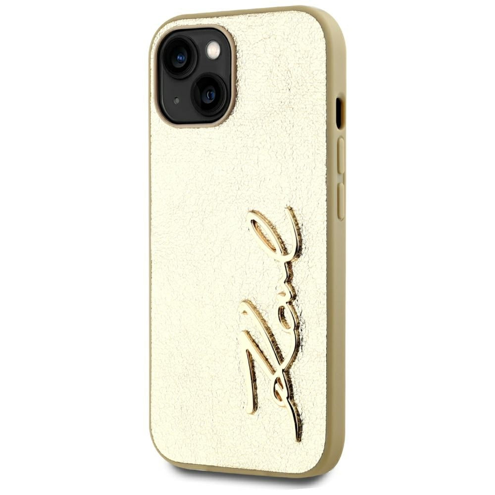 Karl Lagerfeld dėklas iPhone 15 – auksinis