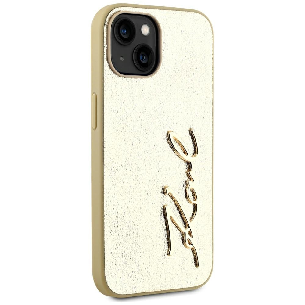 Karl Lagerfeld dėklas iPhone 15 – auksinis