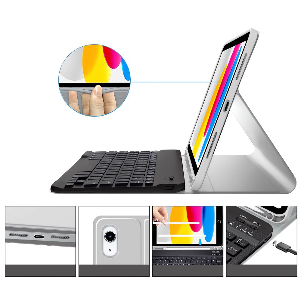 Tech-Protect SC rašiklis + klaviatūros dėklas, skirtas iPad 10.9" 2022 (10th gen.) / 11" 2025 (11th gen.) – pilka