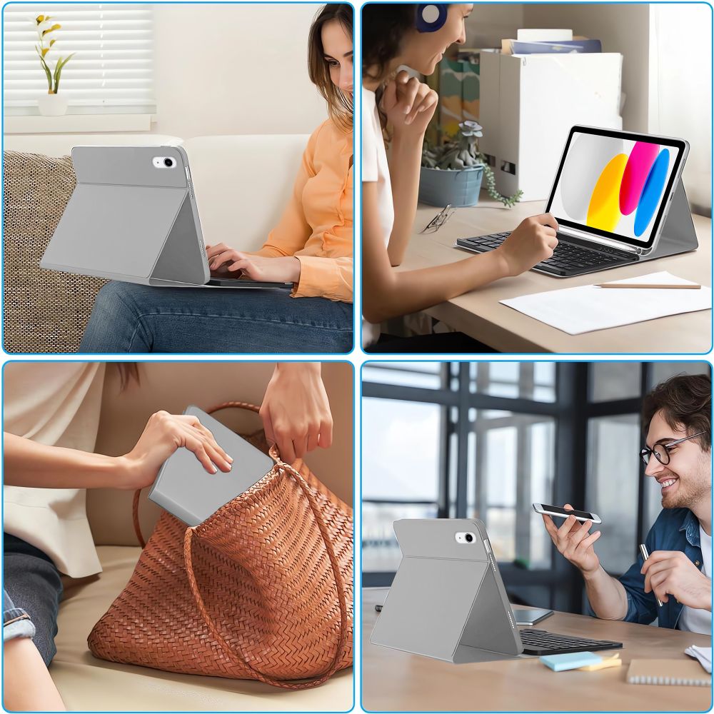 Tech-Protect SC rašiklis + klaviatūros dėklas, skirtas iPad 10.9" 2022 (10th gen.) / 11" 2025 (11th gen.) – pilka