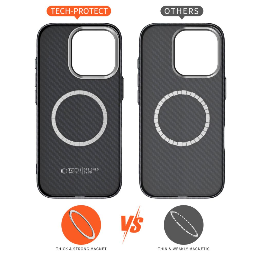 Tech-Protect Ion Carbon MagSafe dėklas iPhone 16 Pro Max – juodai pilkas -- iPhone 16 Pro Max