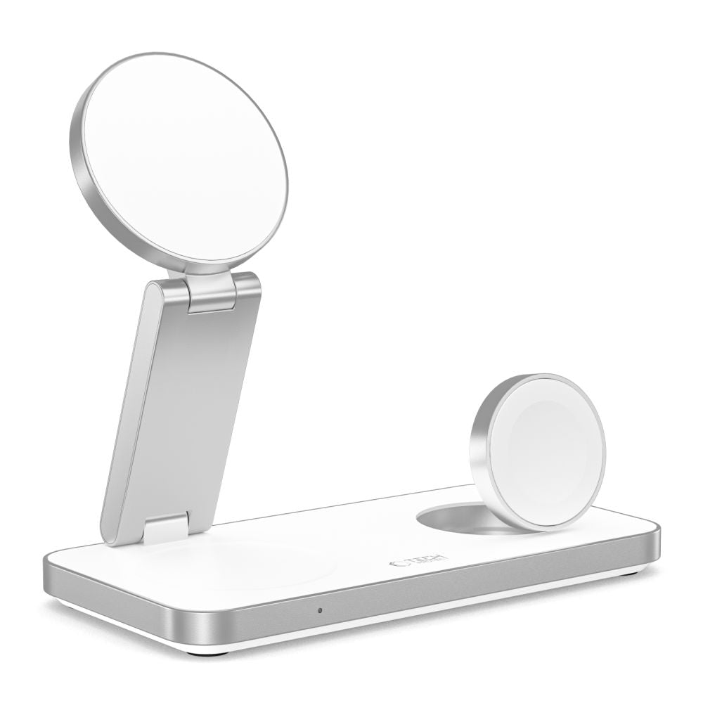 Tech-Protect QI15W-A47 MagSafe 3in1 indukcinis įkroviklis + USB-C laidas - baltas -- Cell phone chargers