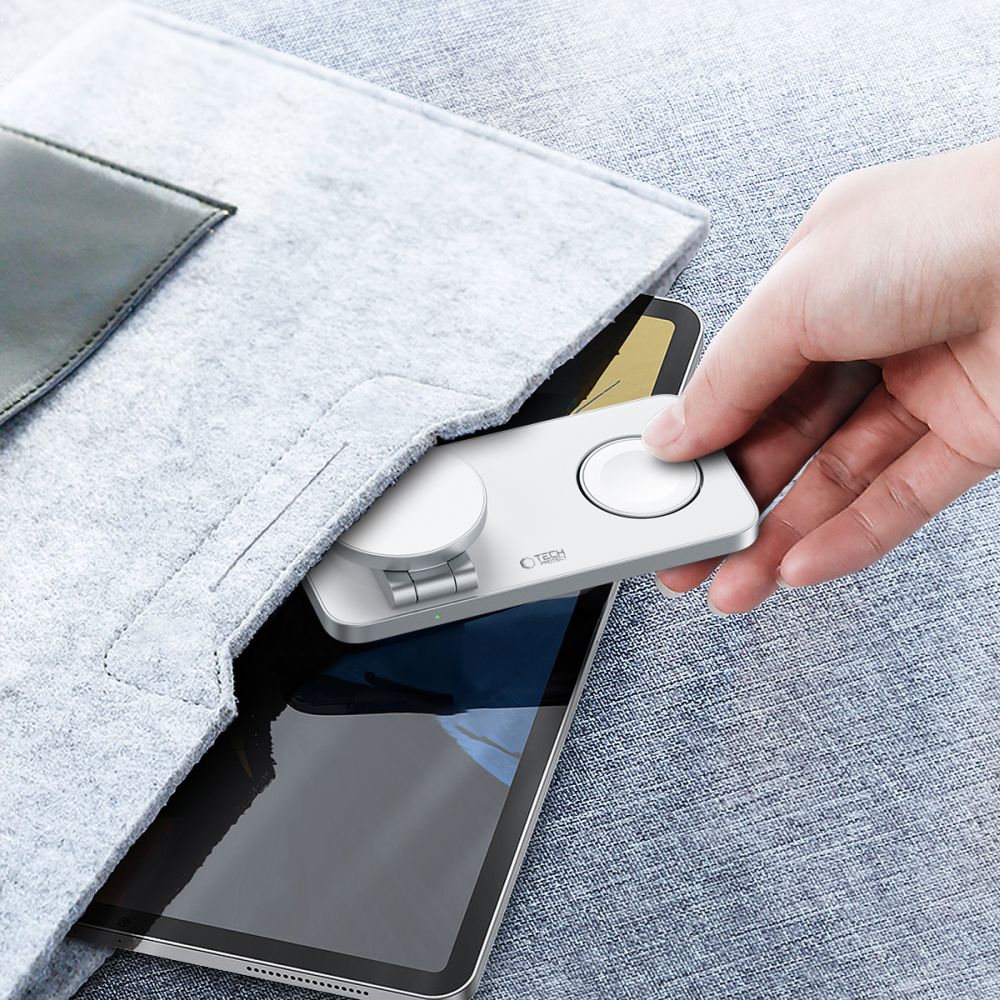 Tech-Protect QI15W-A47 MagSafe 3in1 indukcinis įkroviklis + USB-C laidas - baltas -- Cell phone chargers