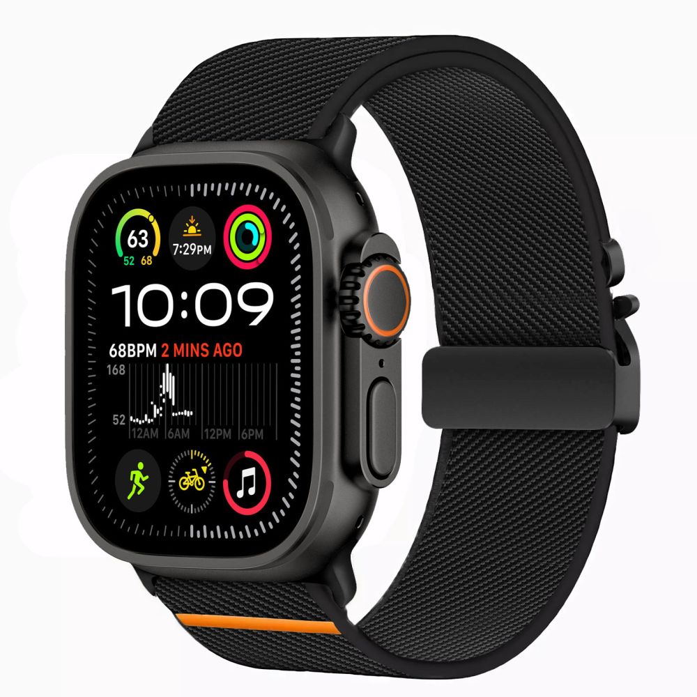 Tech-Protect nailoninis užsegimas, skirtas Apple Watch 44 / 45 / 46 / 49 mm - juodas -- Apple Watch 44