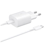 Samsung 25W EP-TA800EWE USB-C sieninis įkroviklis su Samsung EP-DA705BWE USB-C / USB-C laidu (replacement packaging) - baltas