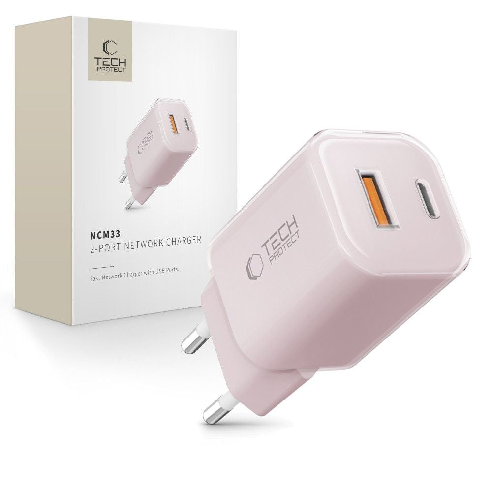 Tech-Protect NCM33W 2 jungčių PD33W/QC3.0 sieninis įkroviklis - rožinis -- Cell phone chargers