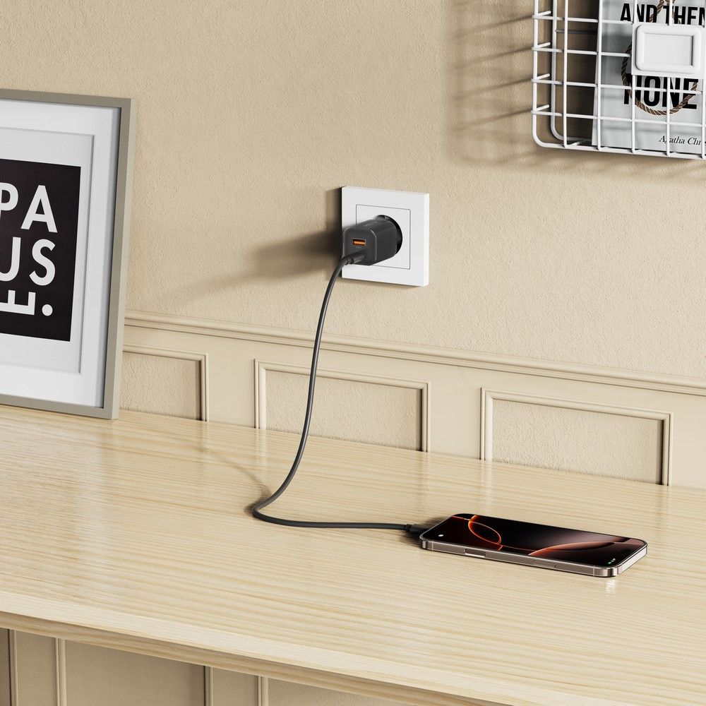 Tech-Protect NCM33W 2 jungčių PD33W/QC3.0 sieninis įkroviklis - juodas -- Cell phone chargers