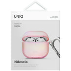 Uniq Iridescia dėklas AirPods 4 su karabinu – rožinis