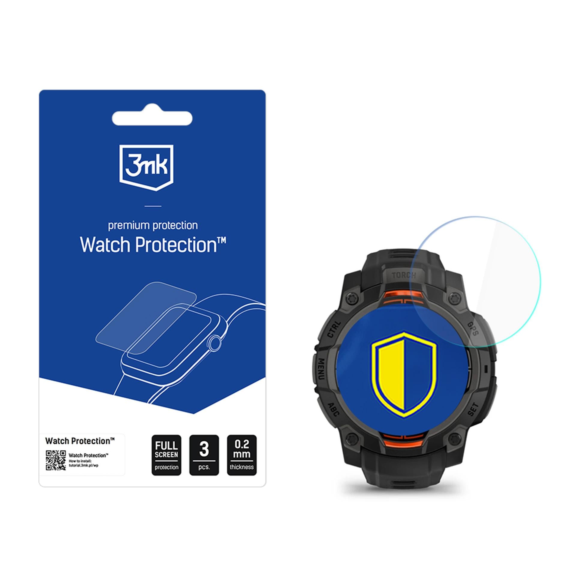 Išmaniojo laikrodžio ekrano apsauga 3mk Laikrodžio apsauga Flexible Glass, skirta Garmin Instinct 3 Tactical Edition 45mm (saulės energija)
