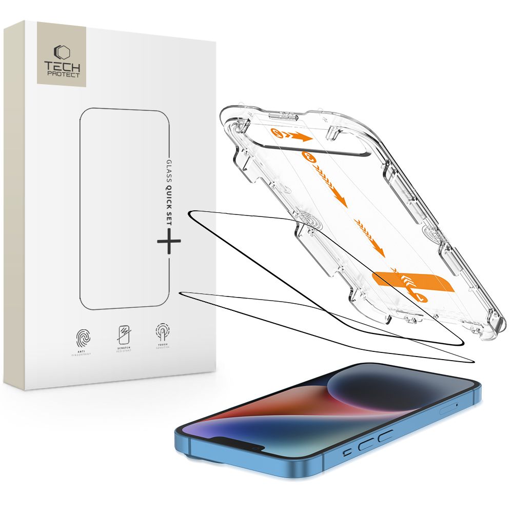 Tech-Protect Quick Set+ stiklas iPhone 13/14/16e (2 vnt.) -- Cell phone tempered glass