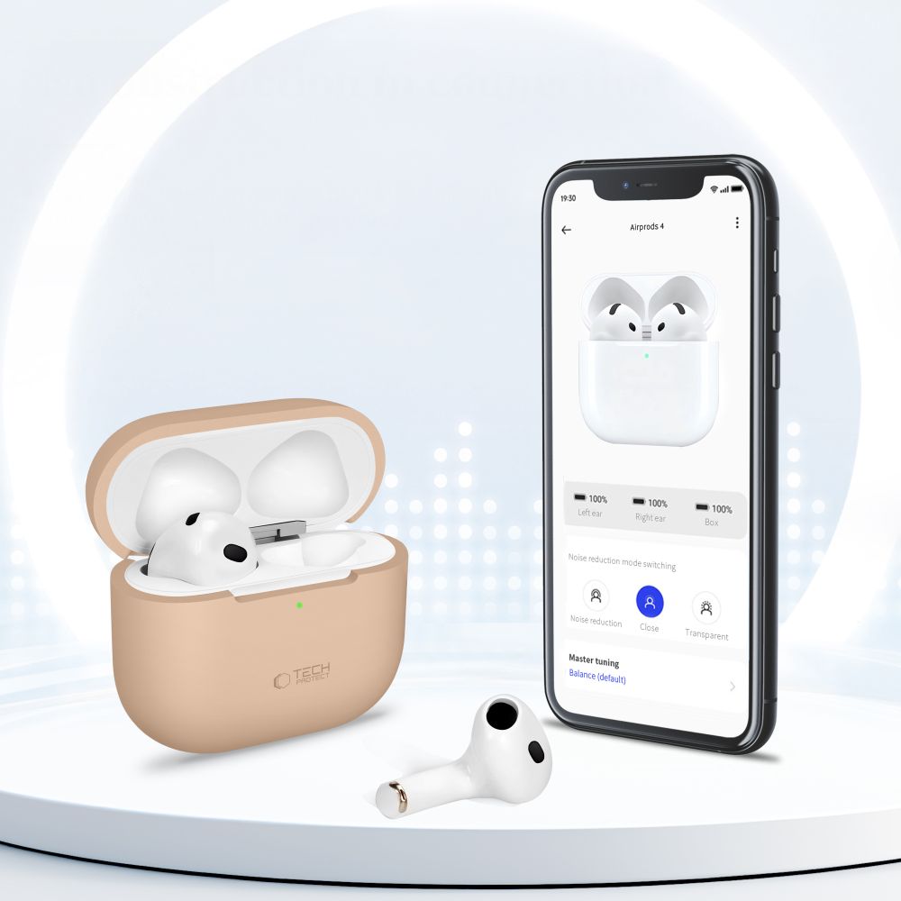 Tech-Protect silikoninis dėklas AirPods 4 – smėlio -- AirPods 4