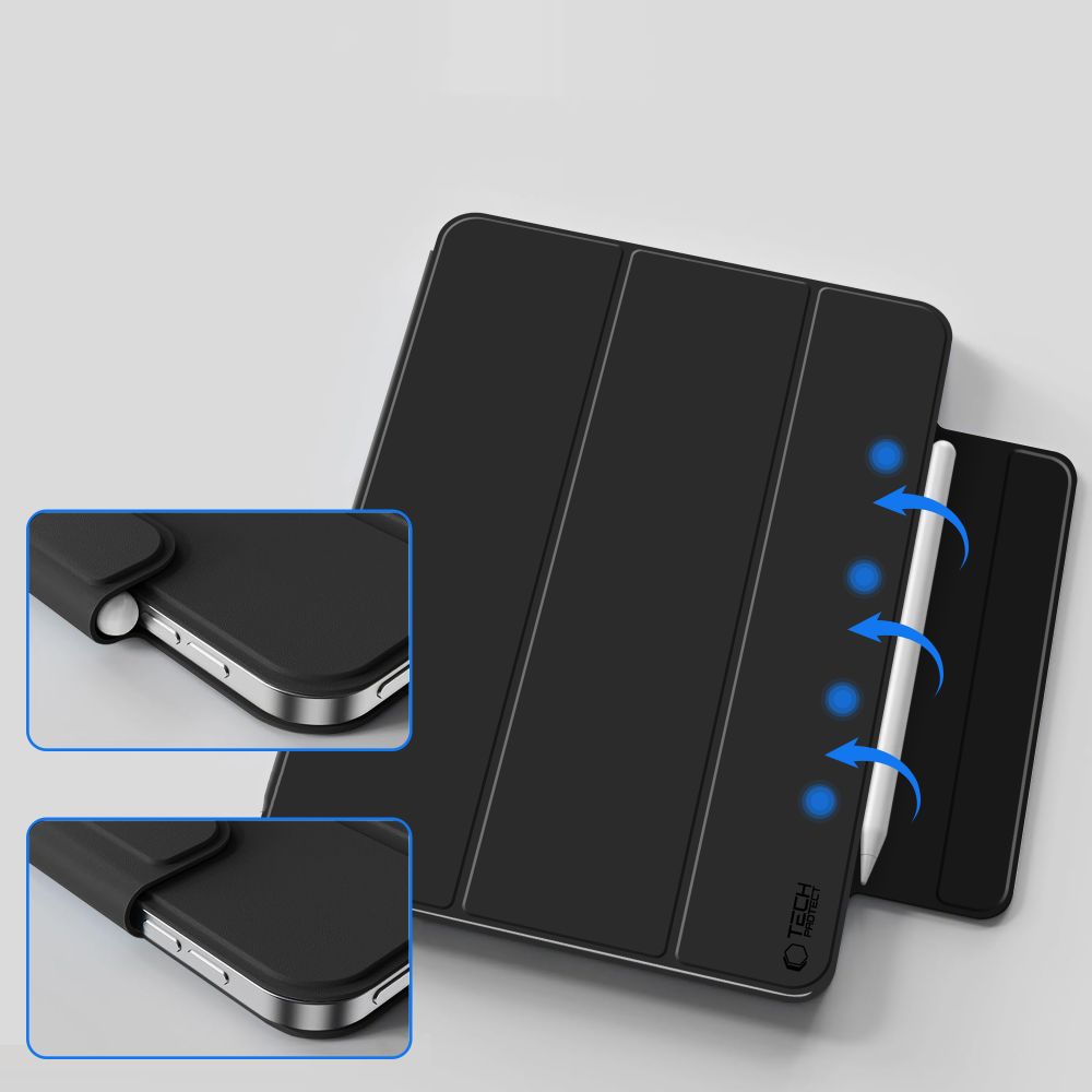 Tech-Protect Smartcase Magnetic, skirtas iPad 10.9" 2022 / iPad 11" 2025 - juodas