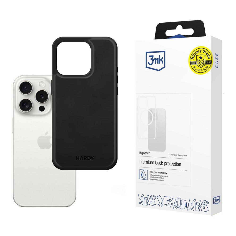 3mk Hardy Apple Silky Leather MagCase, skirtas Apple iPhone 15 Pro Max - juodas