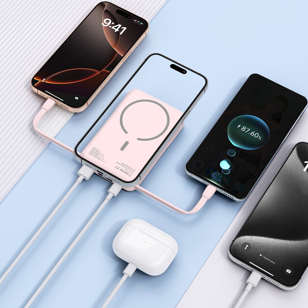 Tech-Protect išorinė baterija PB31 LifeMag MagSafe 10000 mAh rožinė -- Powerbanks