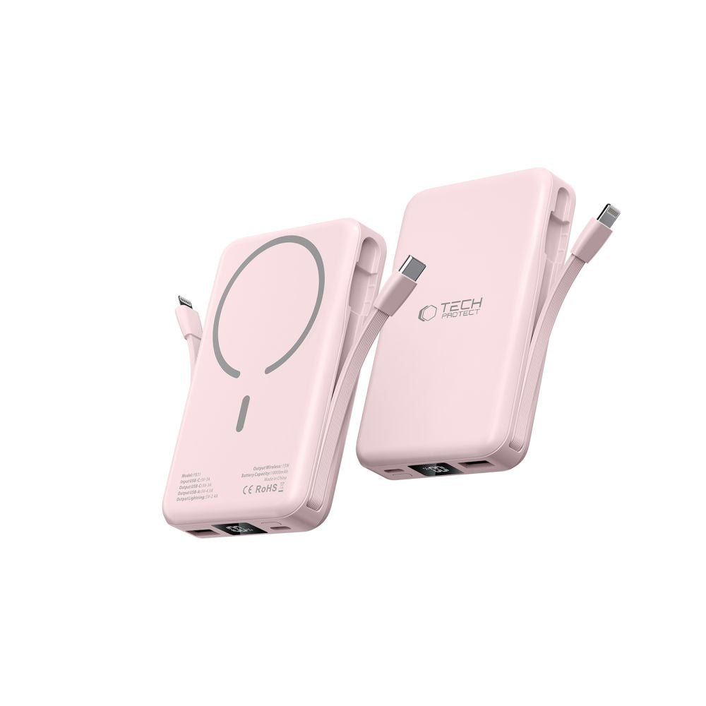 Tech-Protect išorinė baterija PB31 LifeMag MagSafe 10000 mAh rožinė -- Powerbanks