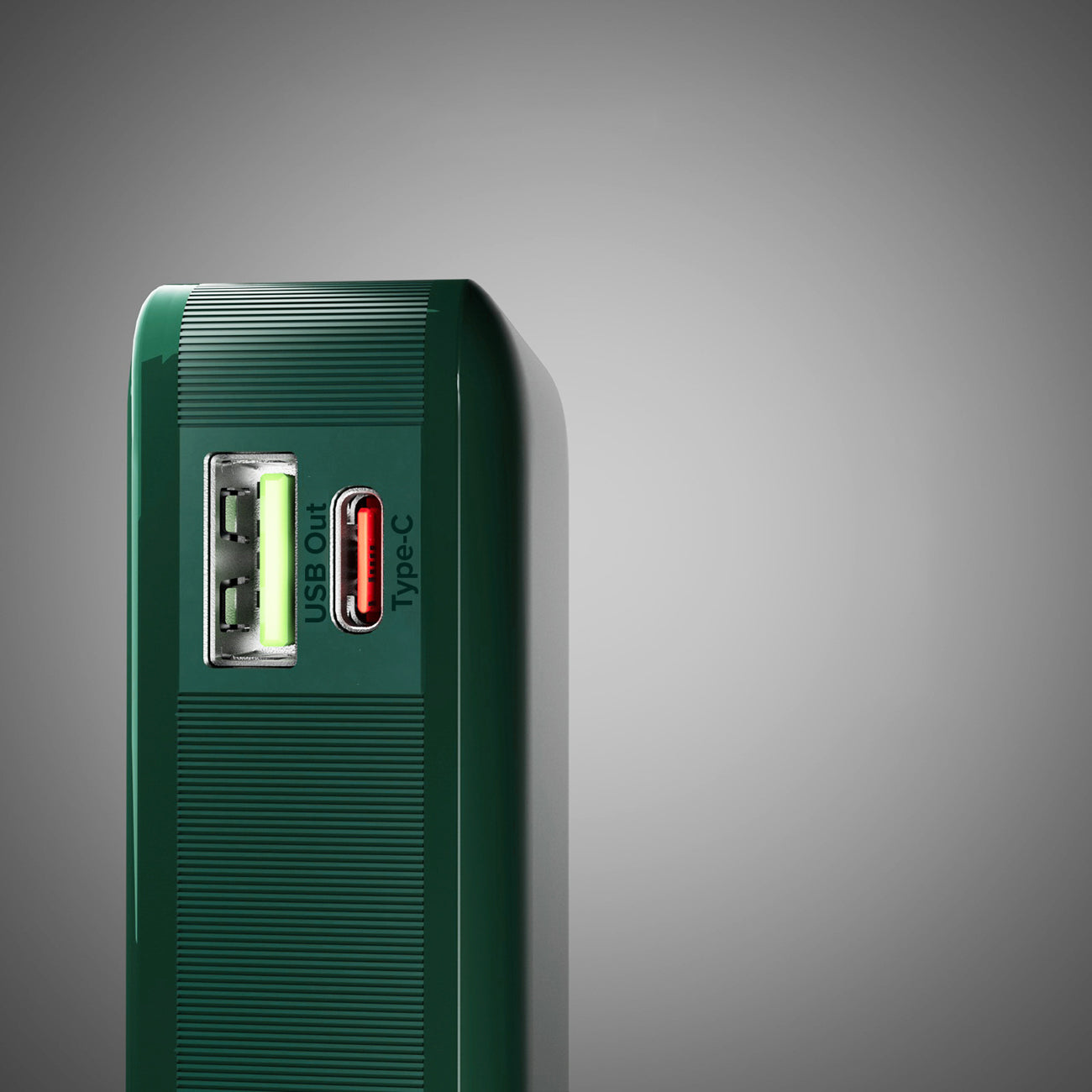SBS išorinė baterija 10000 mAh 20W su integruotu USB-C laidu ir skaitmeniniu ekranu žalia