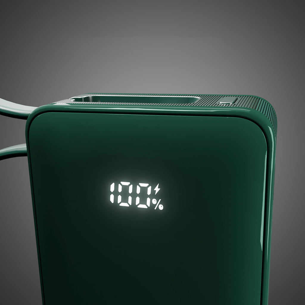 SBS išorinė baterija 10000 mAh 20W su integruotu USB-C laidu ir skaitmeniniu ekranu žalia