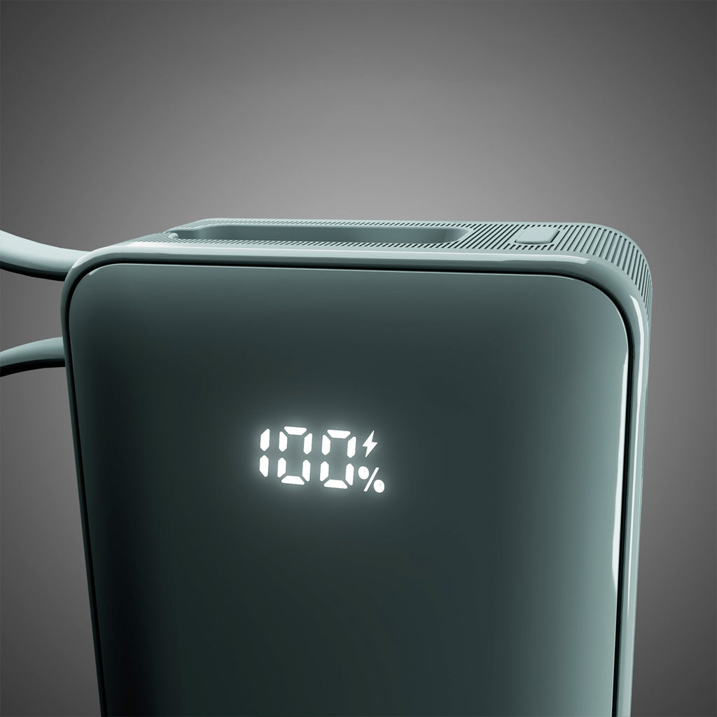SBS išorinė baterija 10000 mAh 20W su integruotu USB-C laidu ir skaitmeniniu ekranu pilka