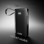 SBS išorinė baterija 10000 mAh 20W su integruotu USB-C laidu ir skaitmeniniu ekranu juoda
