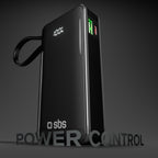 SBS išorinė baterija 10000 mAh 20W su integruotu USB-C laidu ir skaitmeniniu ekranu juoda