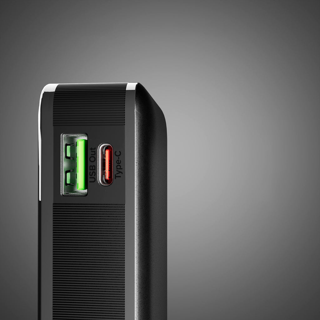 SBS išorinė baterija 10000 mAh 20W su integruotu USB-C laidu ir skaitmeniniu ekranu juoda