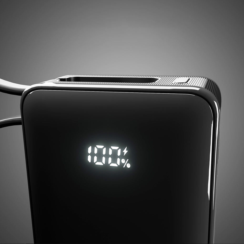 SBS išorinė baterija 10000 mAh 20W su integruotu USB-C laidu ir skaitmeniniu ekranu juoda