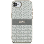 DKNY Mono Stripe & Metal Logo dėklas iPhone 16e – smėlinis