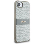 DKNY Mono Stripe & Metal Logo dėklas iPhone 16e – smėlinis