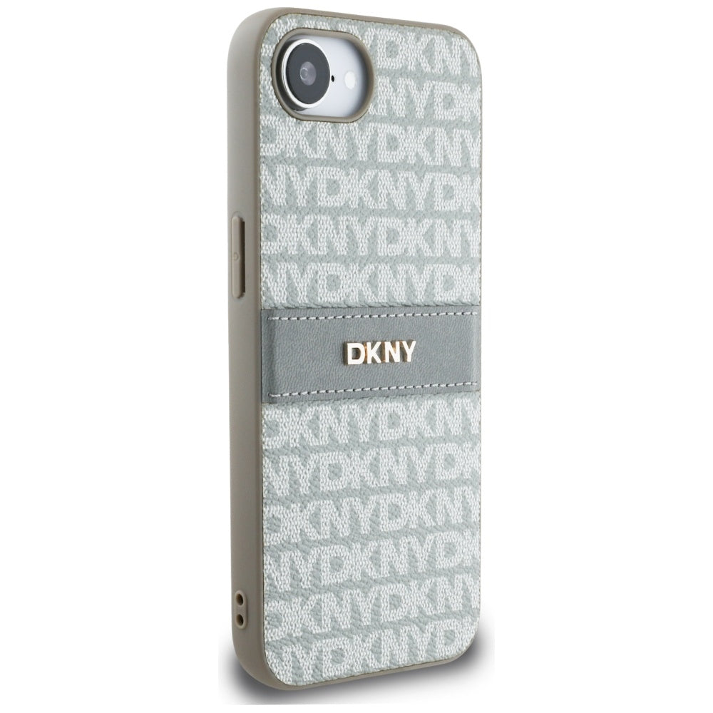 DKNY Mono Stripe & Metal Logo dėklas iPhone 16e – smėlinis