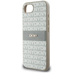 DKNY Mono Stripe & Metal Logo dėklas iPhone 16e – smėlinis