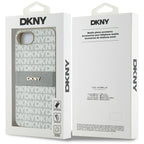 DKNY Mono Stripe & Metal Logo dėklas iPhone 16e – smėlinis