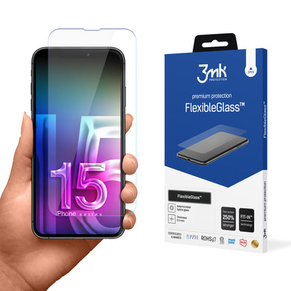 Hibridinis stiklas 3mk FlexibleGlass v2.0, skirtas Apple iPhone 15