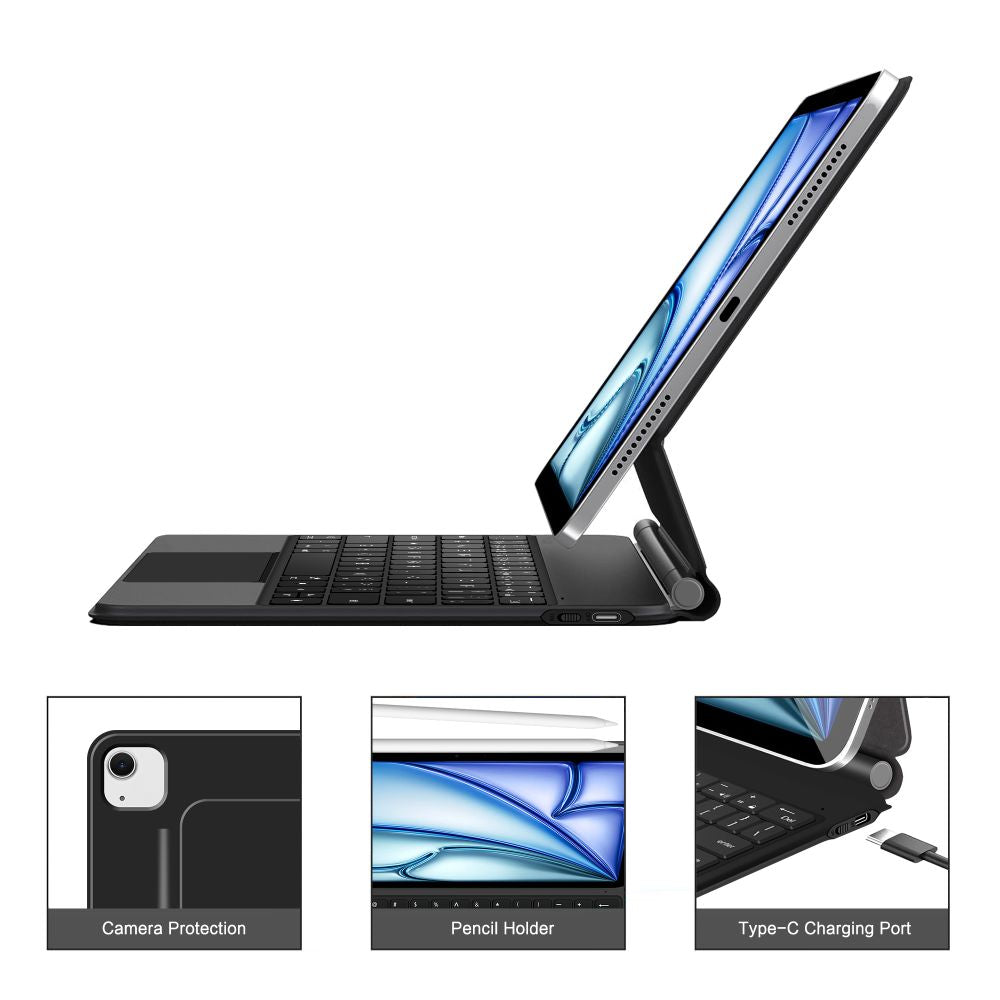 Tech-Protect Smartcase Magnetic su klaviatūra, skirta iPad Air 10.9" (2020/2022) / 11" (2024/2025/2026) - juoda