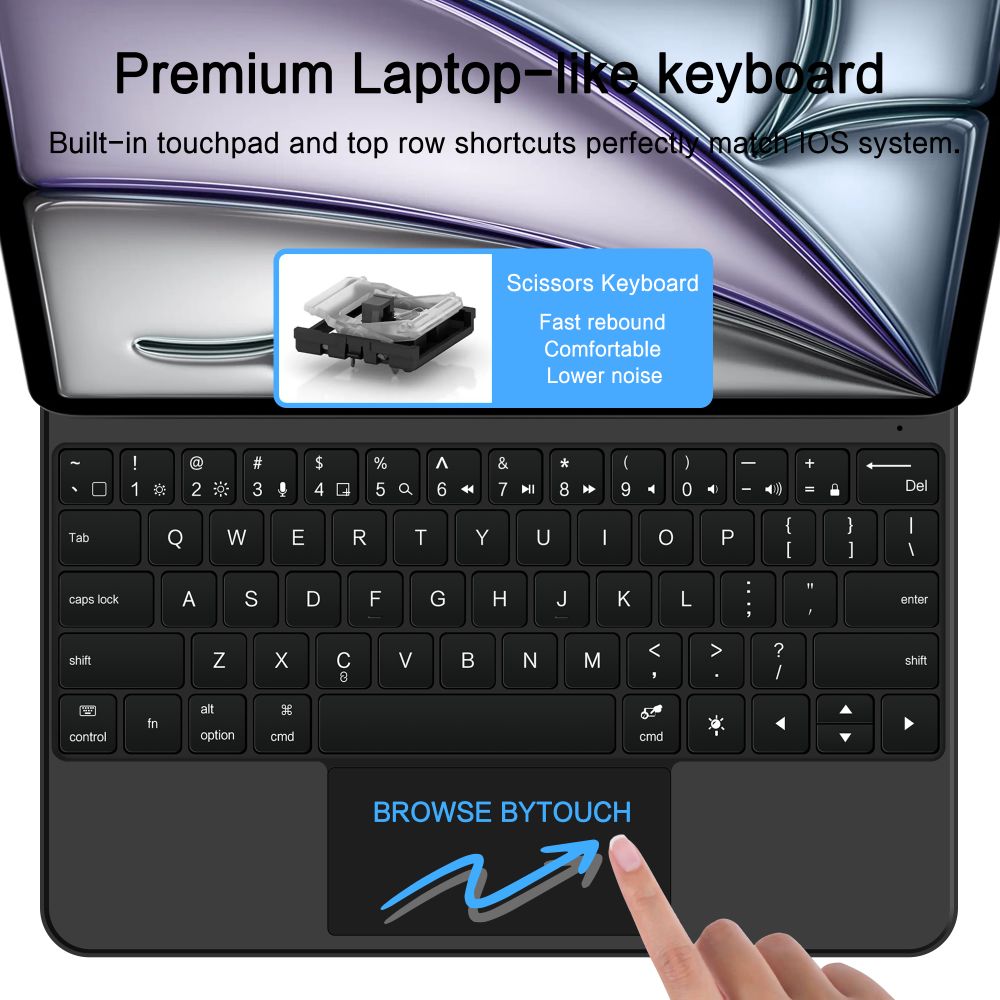 Tech-Protect Smartcase Magnetic su klaviatūra, skirta iPad Pro 12.9" (2020 /2021/2022) / 13" (2024/2025/2026) – juoda