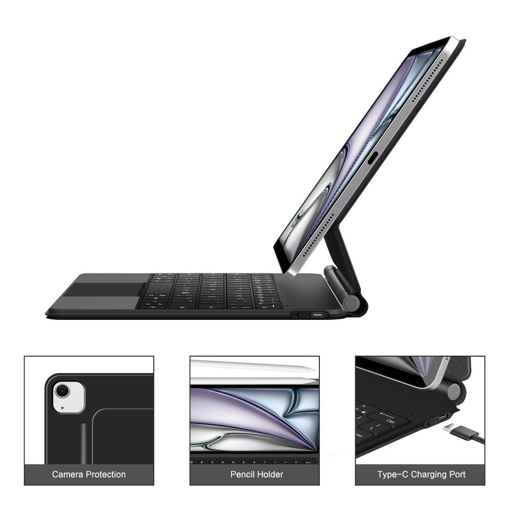 Tech-Protect Smartcase Magnetic su klaviatūra, skirta iPad Pro 12.9" (2020 /2021/2022) / 13" (2024/2025/2026) – juoda