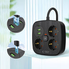 Tech-Protect PCS3X4 maitinimo ilgintuvas, 3 lizdai, 2xUSB-A, 2xUSB-C 200 cm - juodas -- Cell phone cables