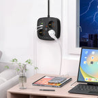Tech-Protect PCS3X4 maitinimo ilgintuvas, 3 lizdai, 2xUSB-A, 2xUSB-C 200 cm - juodas -- Cell phone cables