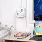 Tech-Protect PCS3X4 maitinimo ilgintuvas, 3 lizdai, 2xUSB-A, 2xUSB-C 200 cm - baltas -- Cell phone cables