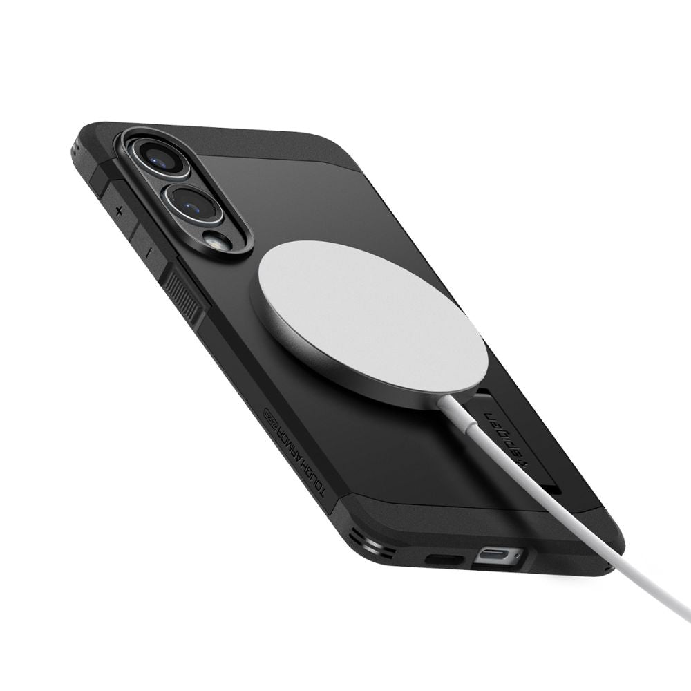 Spigen Tough Armor MagSafe dėklas Galaxy S25 Edge – juodas