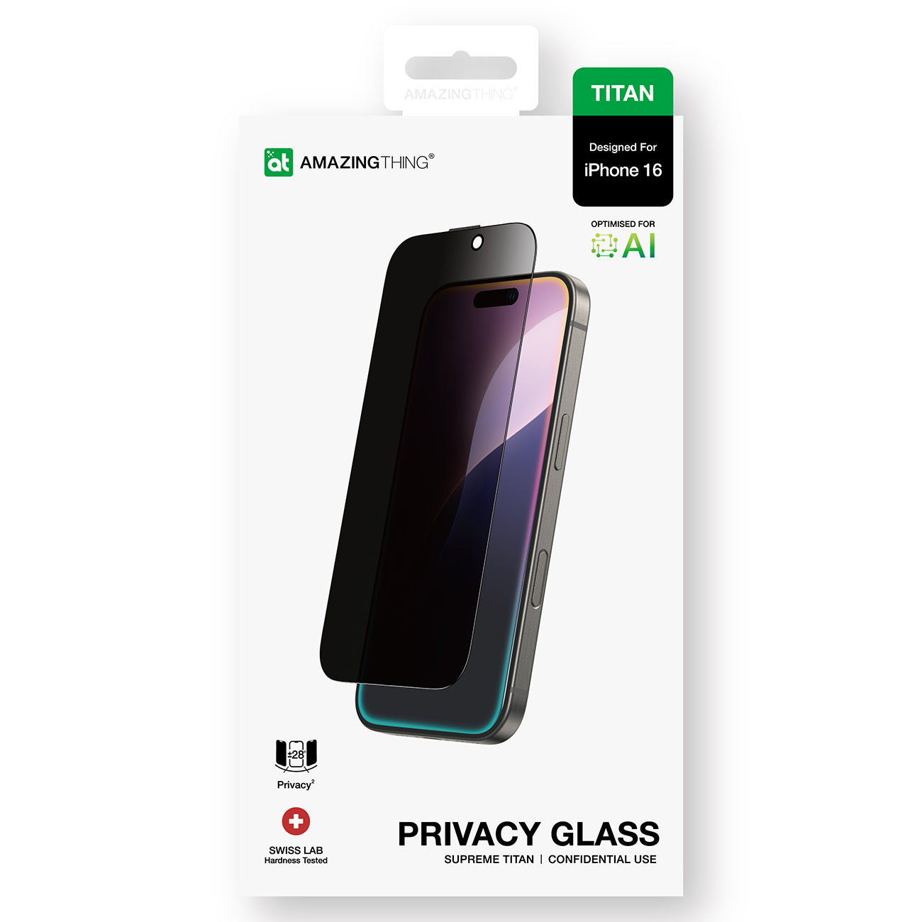 AmazingThing Titan privatumo stiklas iPhone 16 -- iPhone 16