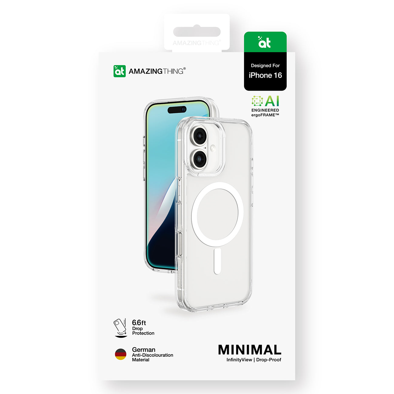 Skaidrus magnetinis dėklas iPhone 16 – AmazingThing