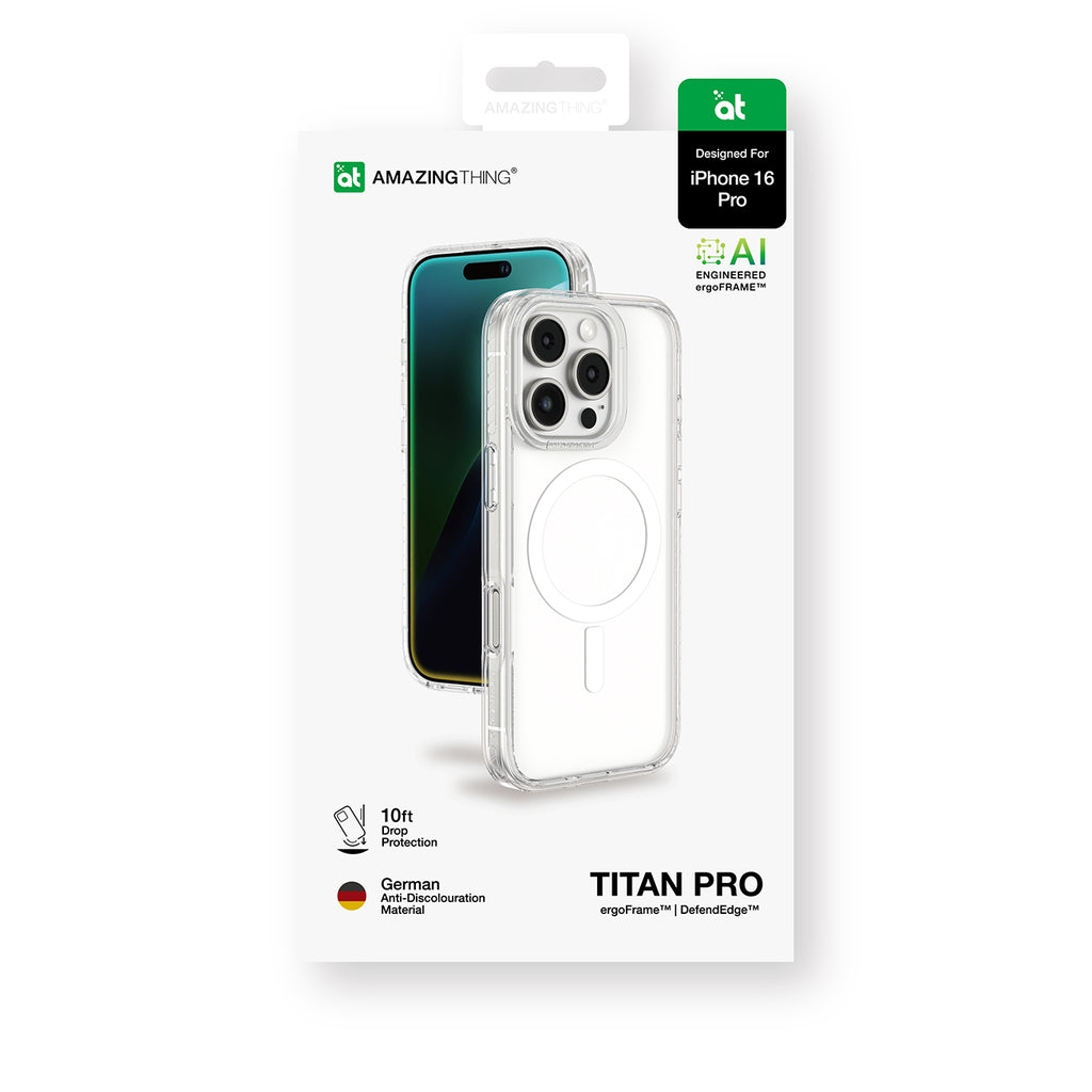 AmazingThing Titan Pro Mag Case su magnetiniu ziedu skirtai iPhone 16 Pro - Skaidri -- iPhone 16 Pro