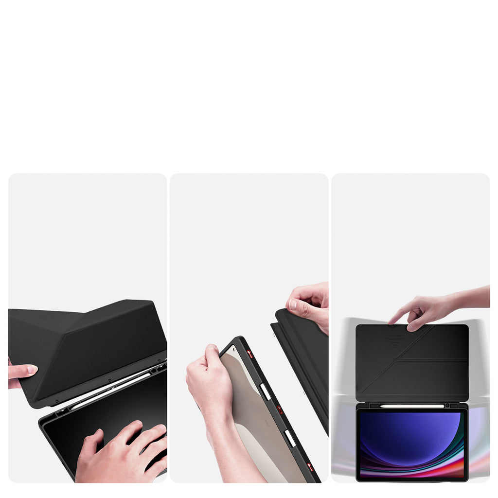 Dux Ducis Magi dėklas su rašiklio laikikliu, skirtas Samsung Galaxy Tab S10 FE/S9/S9 FE - juodas