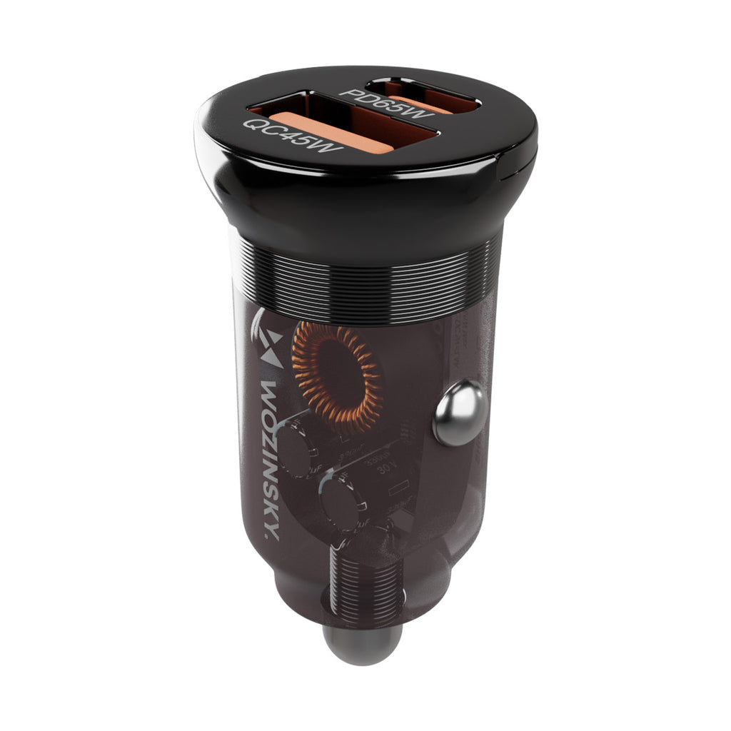 Wozinsky automobilių įkroviklis 65W USB-C PD 65W / USB-A 45W QC 3.0, juodas