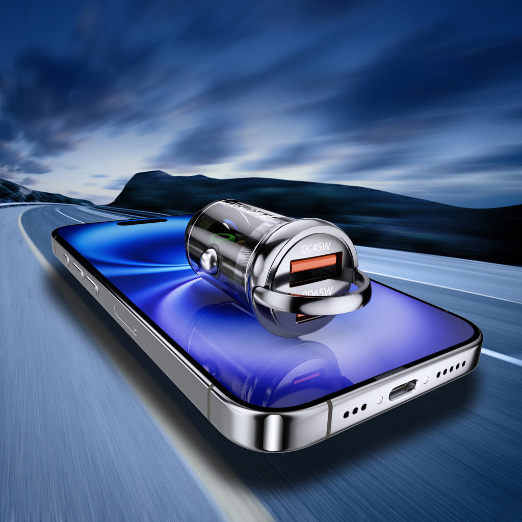 Wozinsky automobilių įkroviklis 65W USB-C PD 65W / USB-A 45W QC 3.0, juodas