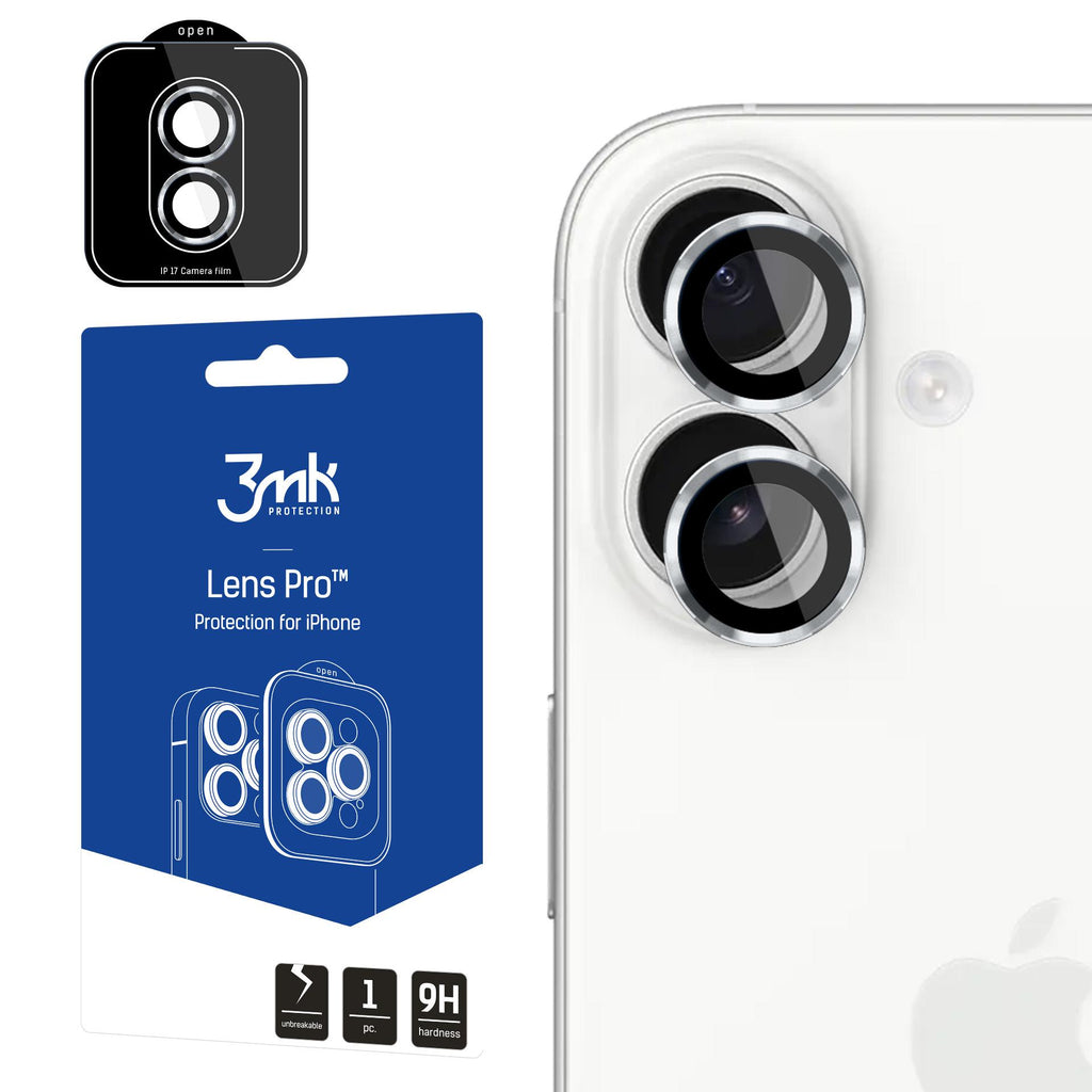 3mk Lens Protection Pro fotoaparato stiklas, skirtas Apple iPhone 17 – sidabrinis