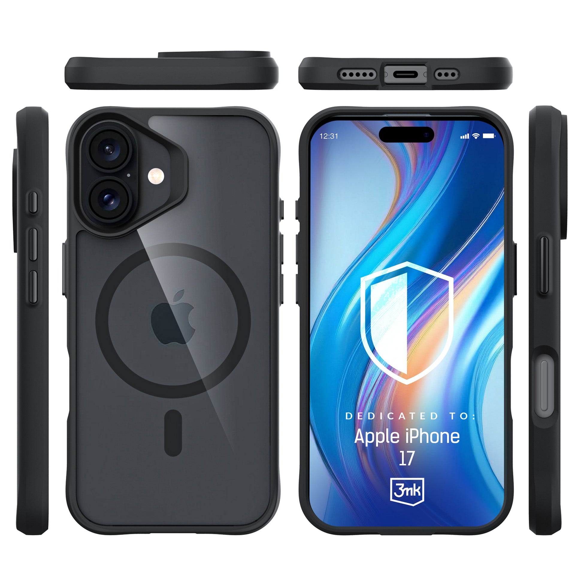 3mk Satin Armor MagCase, skirtas iPhone 17 – juodas