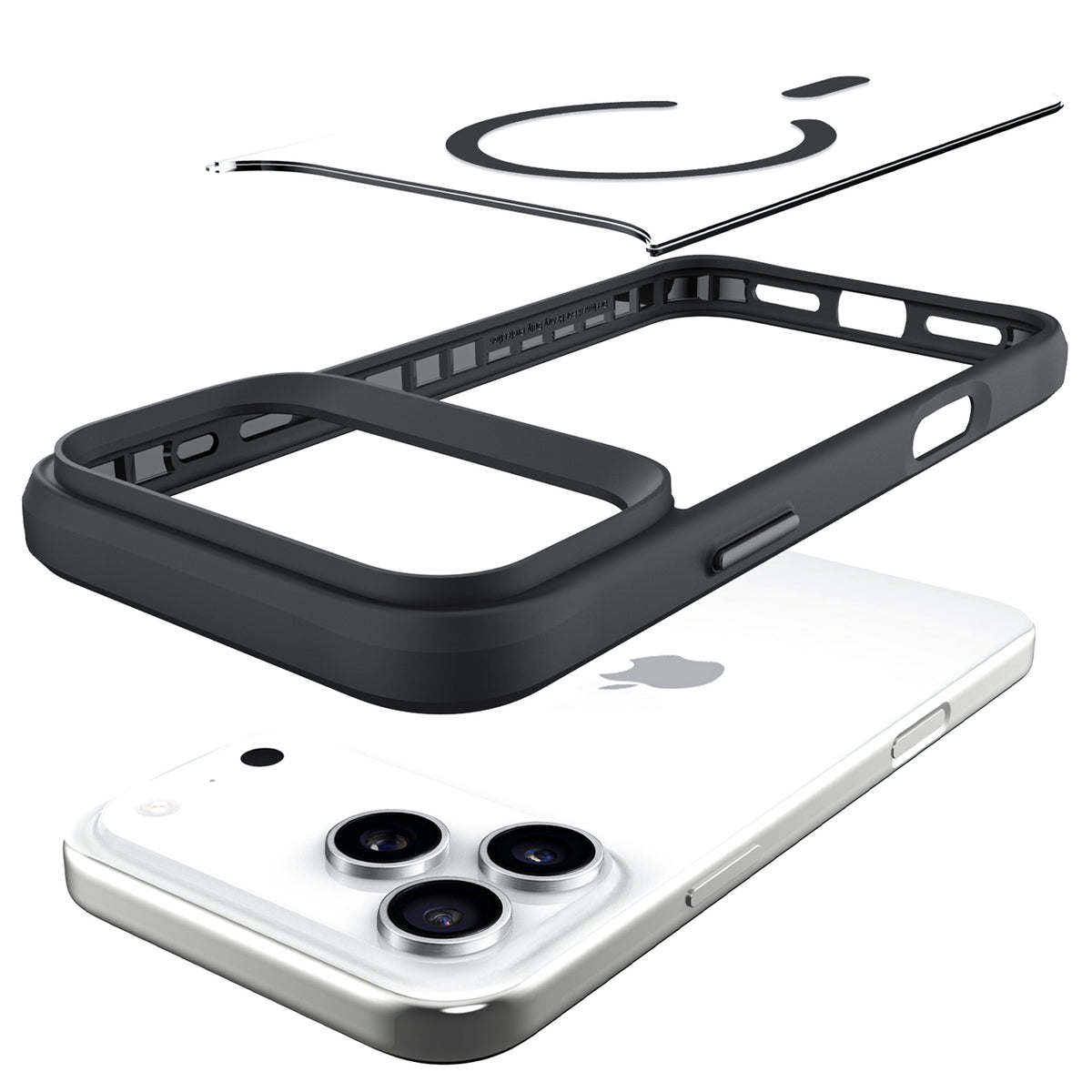 3mk Satin Armor MagCase, skirtas iPhone 17 Pro Max – permatomas juodas