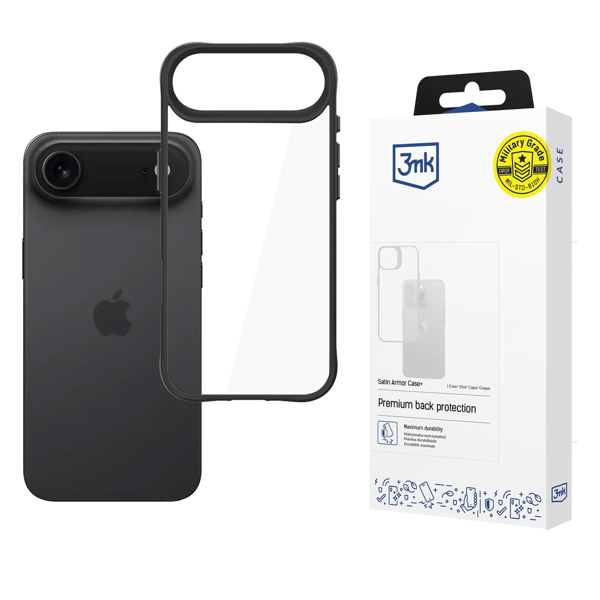3mk Satin Armor Case+, skirtas iPhone Air – skaidrus juodas -- Cell phone cases and covers