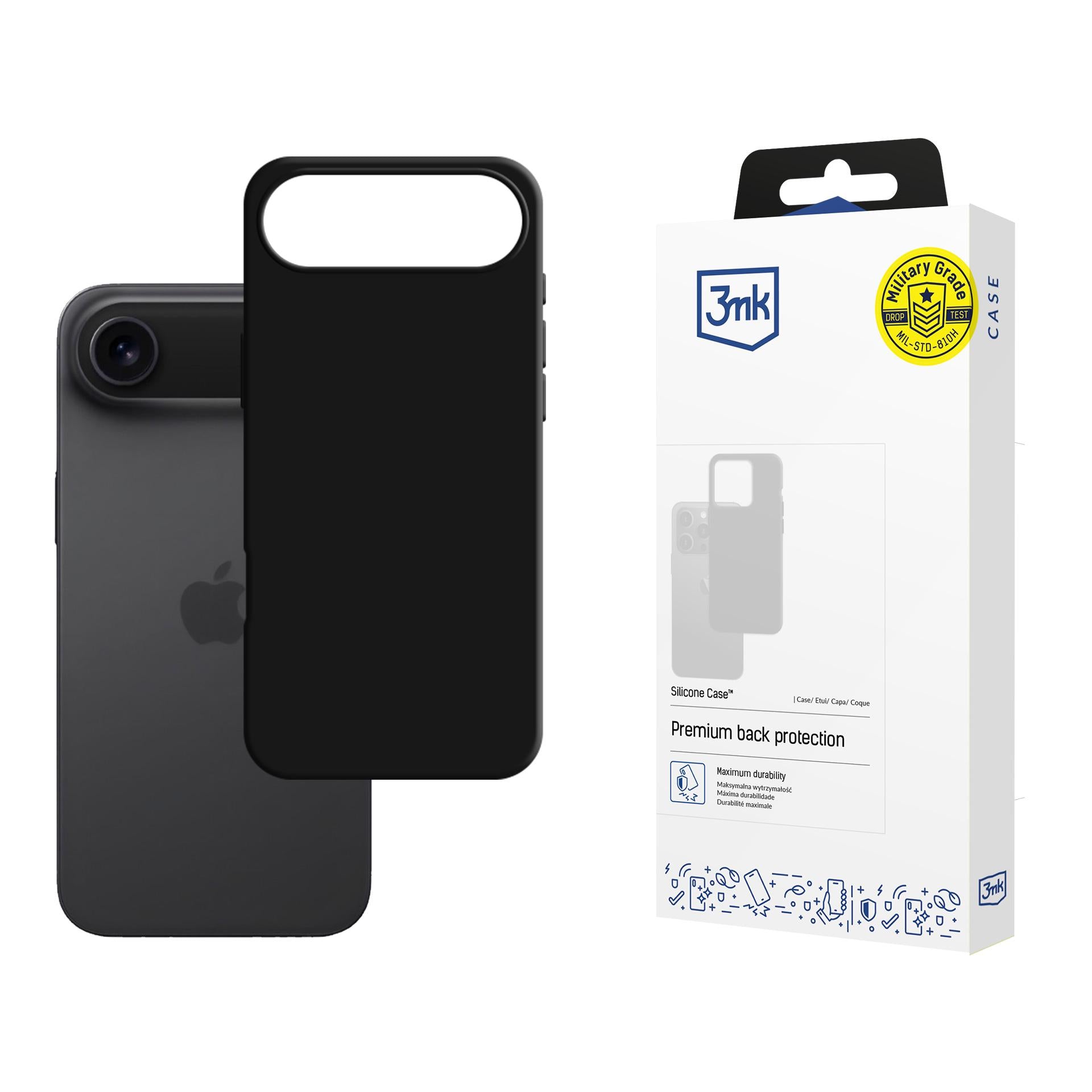 3mk silikoninis dėklas, skirtas iPhone 17 Air – juodas